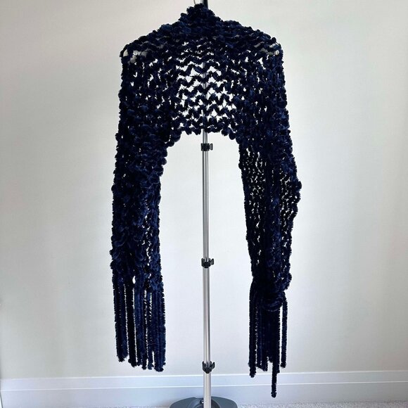 EUC Dark Blue Knitted Open Front Bolero Shrug - Picture 2 of 2